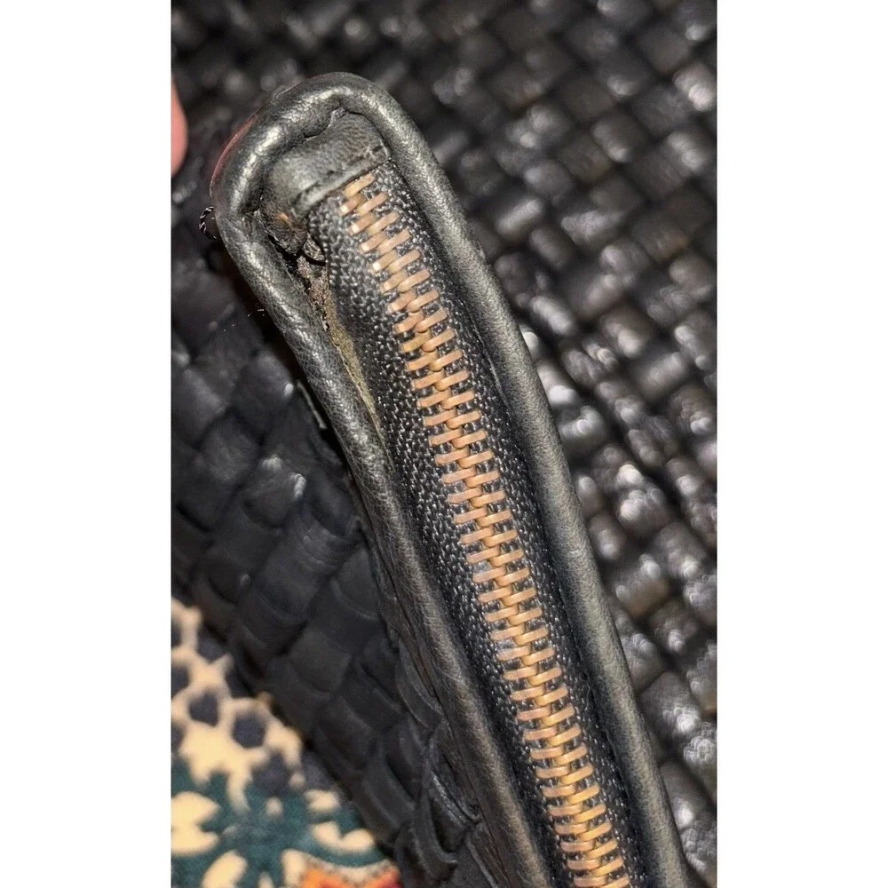 Massimo Palomba Hand Made Italian Black Woven Leather Clutch